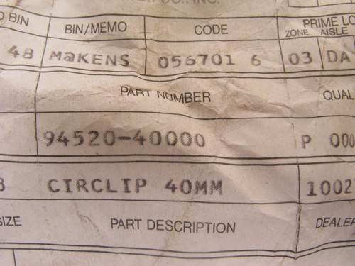 OEM Honda 94520-40000 Circlip Cir Clip Snap Ring Internal 40 mm Genuine NOS NEW - Picture 3 of 3