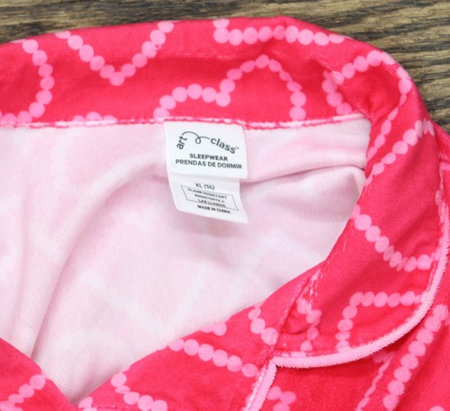 Art Class Girls 2pc Hearts Long Sleeve Coat Pajama Set 91618007 Pink XL - Picture 11 of 12