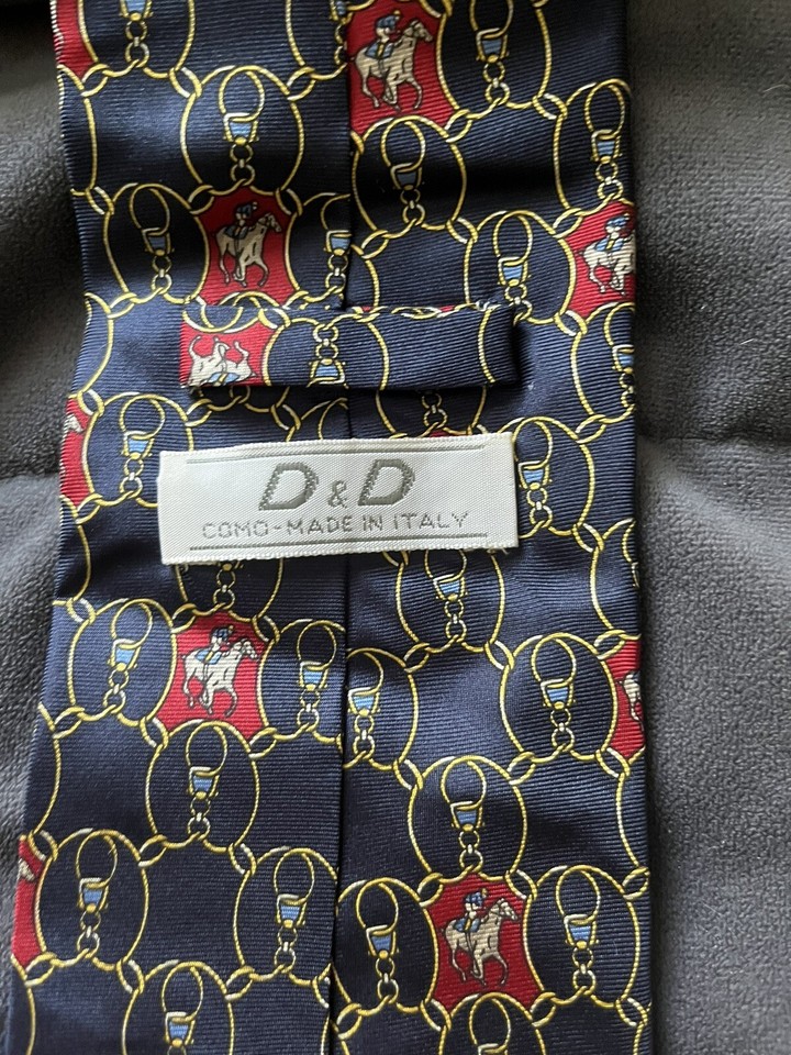 D D Italian Made Tie With Jockey And Horses Print Kentucky Derby Tie D D Italian Made Tie With Jockey And Horses Print Kentucky Derby Tie