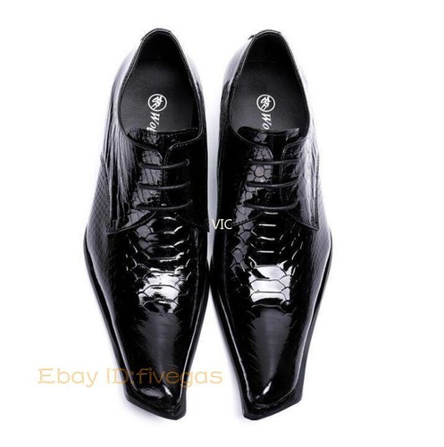 Zapatos Oxford de negocios formales de cuero real con estilo de fiesta punta puntiaguda para hombre - Imagen 11 de 16