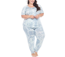 Honeydew Women's 2-Piece Jersey Pajama Jogger Lounge Set, Vitamin Sea Tie-Dye, L