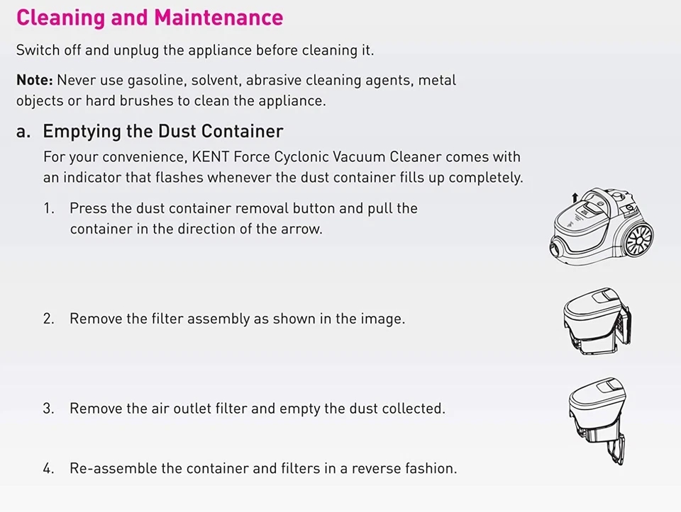 KENT 16016, 2000-Watt, 1 L Force Cyclonic Bagless Vacuum Cleaner- Free Shipping - Image 4 of 4