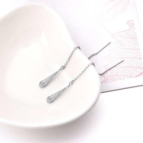925 Sterling Silver Threader Earrings, Dangle Drop,Teardrop Earrings for Women, - Picture 7 of 10