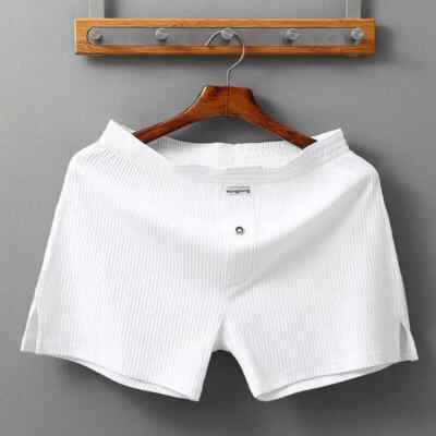 Mens Cotton Underwear Loose Boxers Shorts Cotton Soft Arrow Pants Open Flying