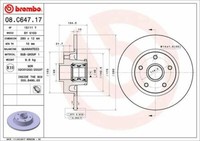 2X Brembo 08.C647.17 Bremsscheibe Hinten FüR Fiat Passend FüR Nissan Opel
