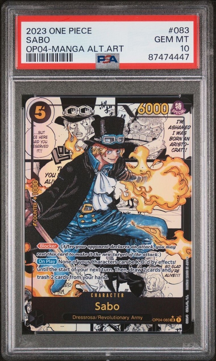 Sabo Manga Alt Art OP04-083 Kingdoms Intrigue One Piece PSA Sabo Manga Alt Art OP04-083 Kingdoms Intrigue One Piece PSA
