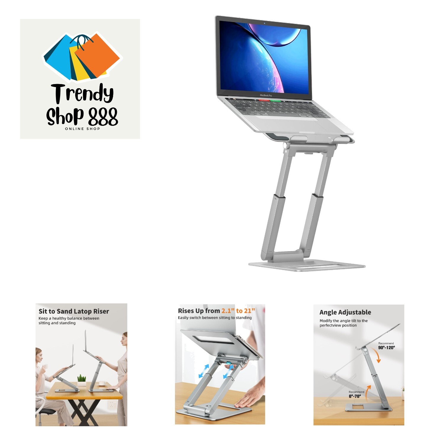 Adjustable Rotating Telescopic Laptop Stand for Desk Extendable with 360 Spin-image