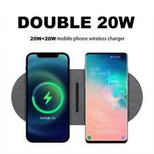 40W 2in1 Fast Wireless Charger Dual Mat Pad For iPhone 13 Pro 12 Samsung S22+