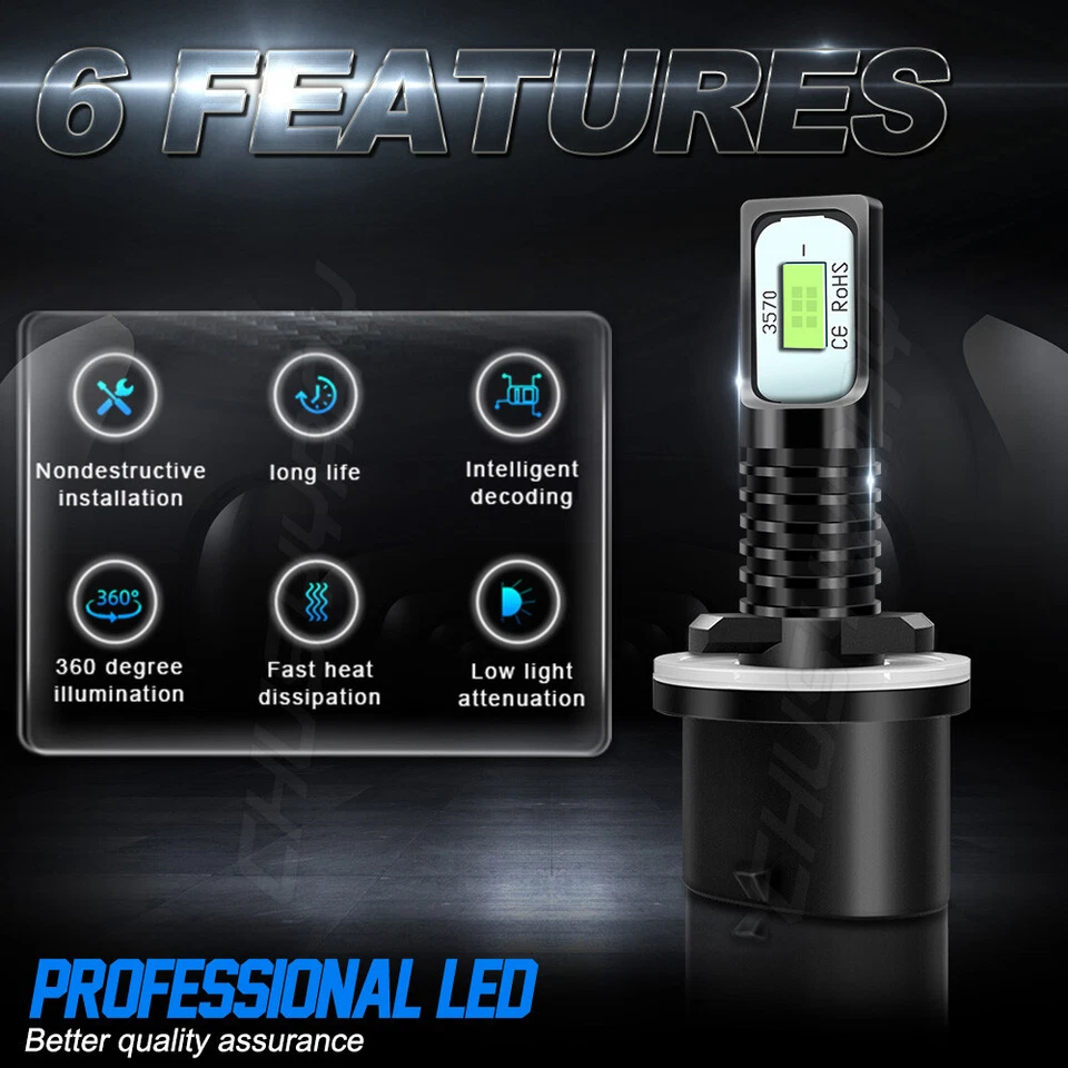 For Cadillac Escalade EXT 2002-2006 880 80W LED Fog Light Bulbs 8000K Bule Lamp - Image 4 of 4