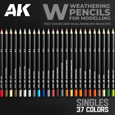 AK Interactive: WEATHERING PENCILS - Shade & Effects Pencil - Singles 37 Colors