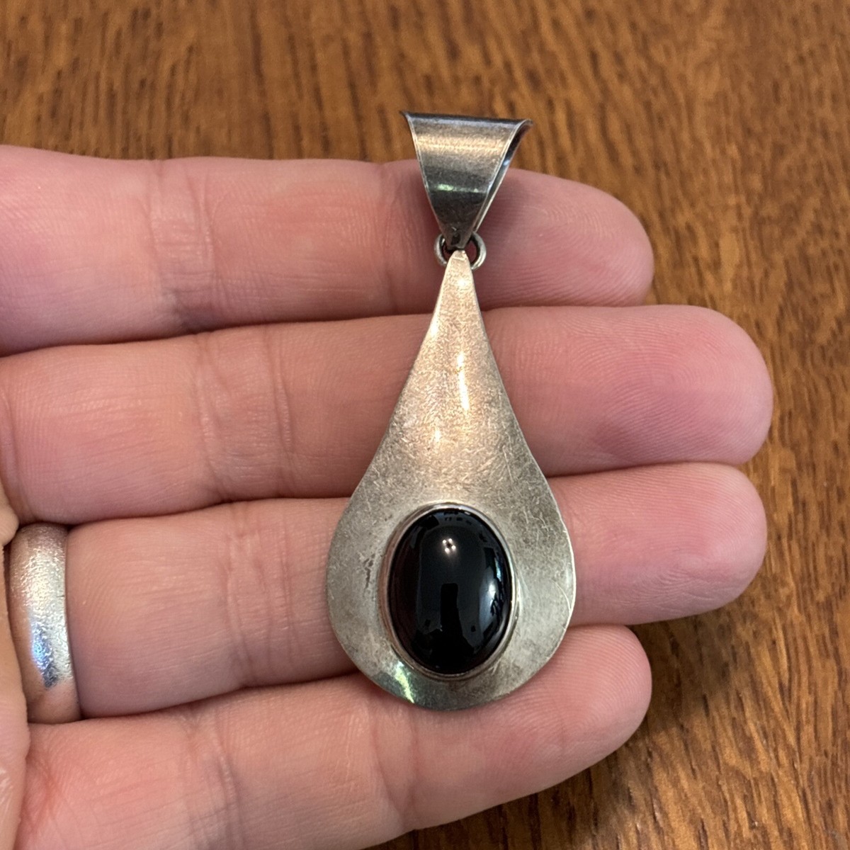 Vintage Alex Sanchez Pendant Sterling Silver Onyx Gorgeous Design