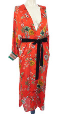 Lollys Laundry Robe Cover Up Dressing Gown Loungewear Red Floral Dress Size S