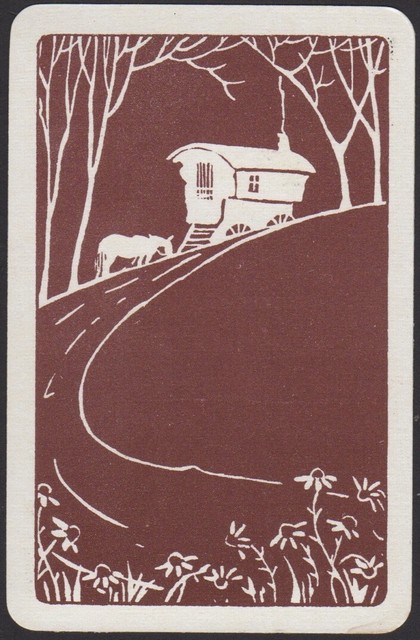 Playing Cards 1 Single Card Old Vintage GYPSY CARAVAN + HORSE Art Picture Design Playing Cards 1 Single Card Old Vintage GYPSY CARAVAN + HORSE Art Picture Design