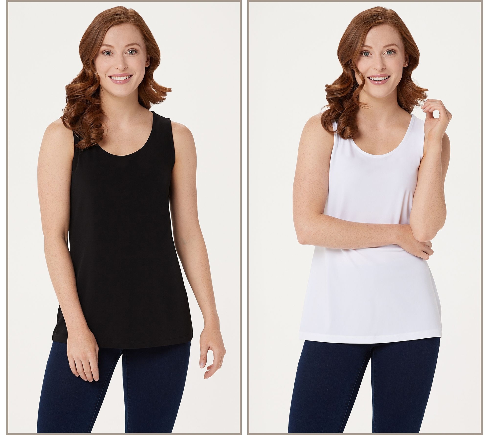 Susan Graver Women's Top Sz L Modern Essentials Liquid Knit Tanks Black A366913