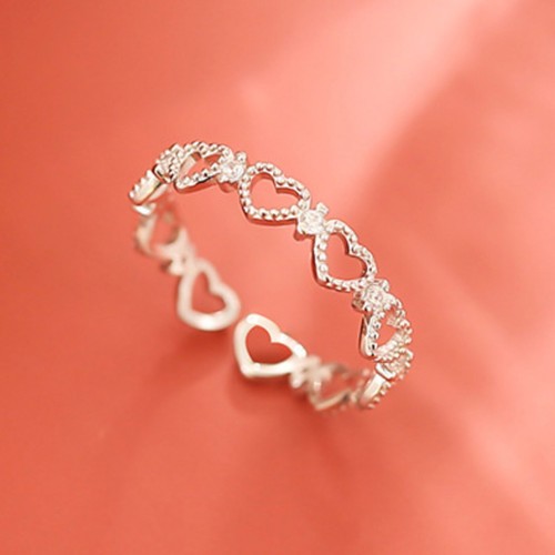 Genuine Sterling Silver Heart Star Solid Band Lady Girls Stacking Cuff Midi Ring - Picture 72 of 106