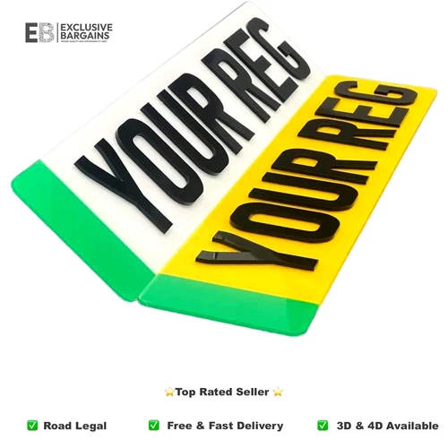 Number Plates - 2D/3D - PREMIUM Car Reg Plates  - EV/UK/GB - FRONT/REAR/PAIR