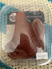 Cebeci Arms Turkey RH Basketweave Brown Lthr 1/2 Pancake Holster Springfield XDS
