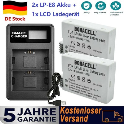 2/ 4 PACK LP-E8 Akku für Canon EOS 550D 600D 650D 700D T2i T3i T4i + Ladegerät