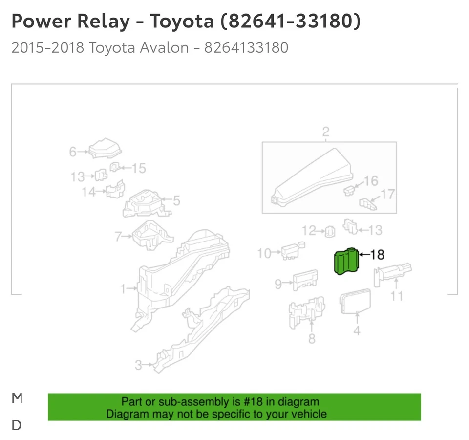 Relé de integración genuino OEM Toyota Avalon Lexus ES300H 82641-33180 Foto 2 de 2