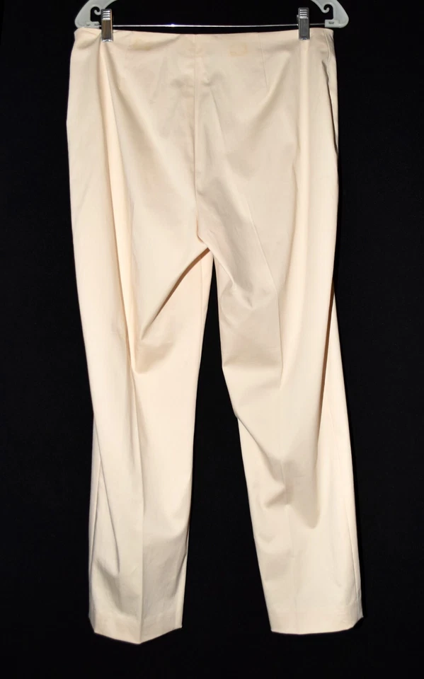 Pantalones elásticos Doncaster de algodón crema frente plano para mujer pierna cónica talla 10 nuevos con etiquetas Foto 4 de 4