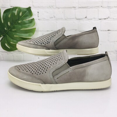 Ecco Collin 2.0 Slip on Shoes Men's Size 12 / 46 Gray Leather Sneakers Casual