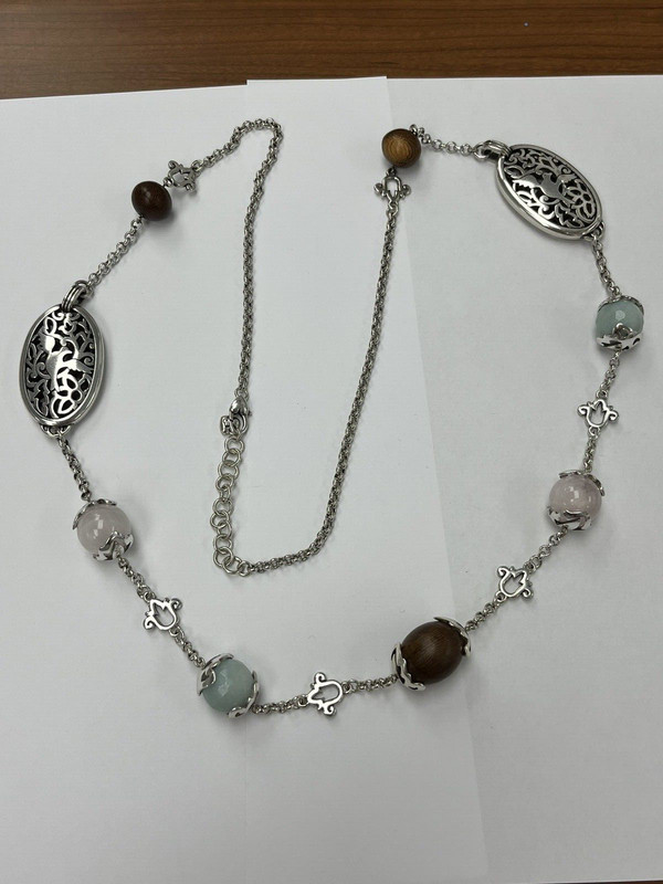 Brighton Long Bead Necklace Bird Design With Rose Quartz