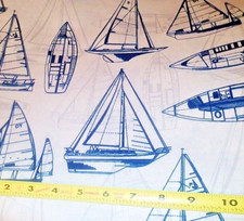 COVINGTON OUTDOOR FABRIC  NAUTICAL  SAILBOATS  UPHOLSTERY / CURTAINS BTY