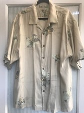 Tommy Bahama Hawaiian Silk Camp Shirt, Stargazer Lilly Flower Motif, Size XL
