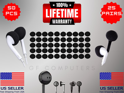 50 Pack Foam Earbud Earpad Sponge Covers for Airpods iPod iPhone 13-18mm Headset