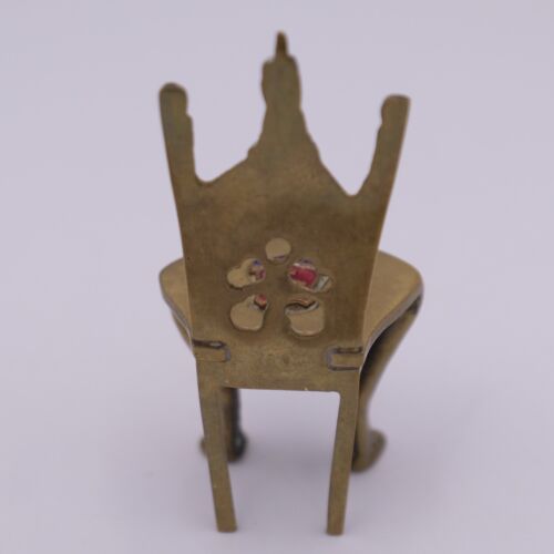 Vintage Miniature Brass Ornate Design Chair With Paw Feet Dollhouse Isle of Man - Picture 5 of 10