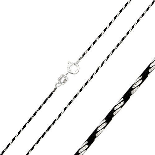 Sterling Argento Nero Placcato Rodio Taglio Diamante 1mm Tondo Serpente Catenina