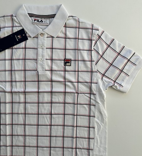 FILA Men's Polo Shirt Striped Navy/White Tee Short Sleeve Cotton Jersey XS-4XL - Picture 8 of 11