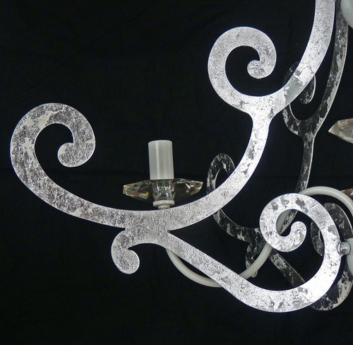 Lampadario con 5 luci per camera da letto in bianco e argento cristallo art.L29 - Imagen 4 de 6