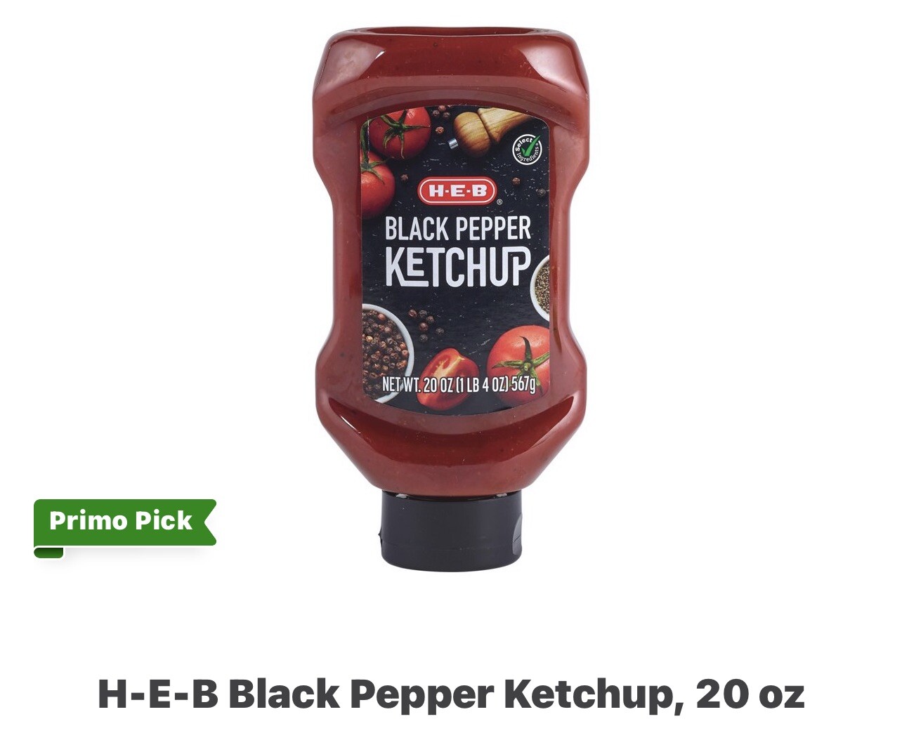 HEB black Pepper Ketchup 20oz (3 pack) bundle. burgers, fries, hot dogs