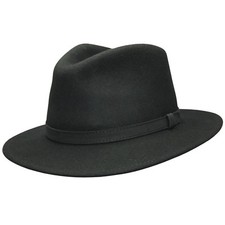 Gents 100% Wool Felt  Crushable Trilby Fedora Hat With Leather Type Band