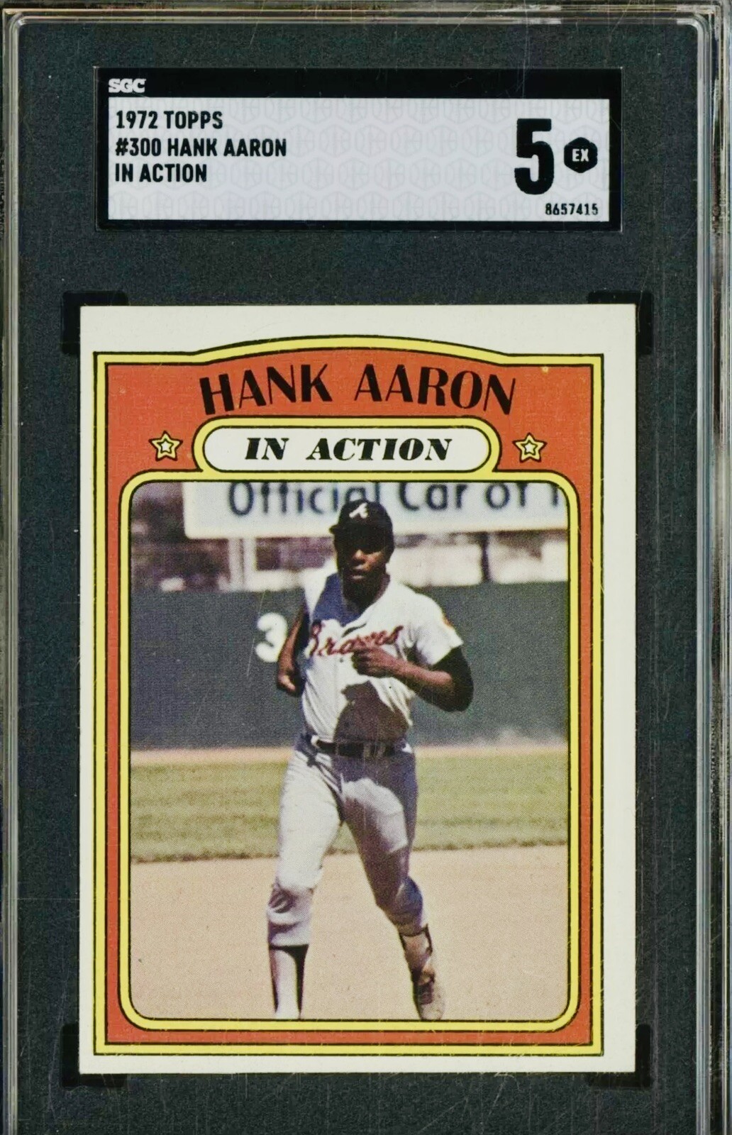 MLB 1972 Topps #300 Hank Aaron In Action Atlanta Braves HOF SGC 5 EX SF Giants