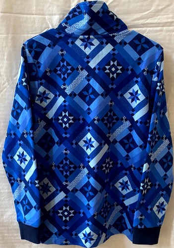 Lands End Serious Sweats Geometric 1/4 Zip Pullover Sweatshirt | Blue | Womens M - Picture 3 of 4