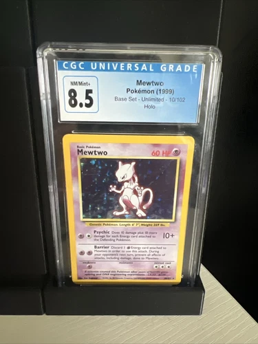 Pokemon Base Set Unlimited Mewtwo Holo 10/102 Vintage Pokémon Card CGC 8.5 NM