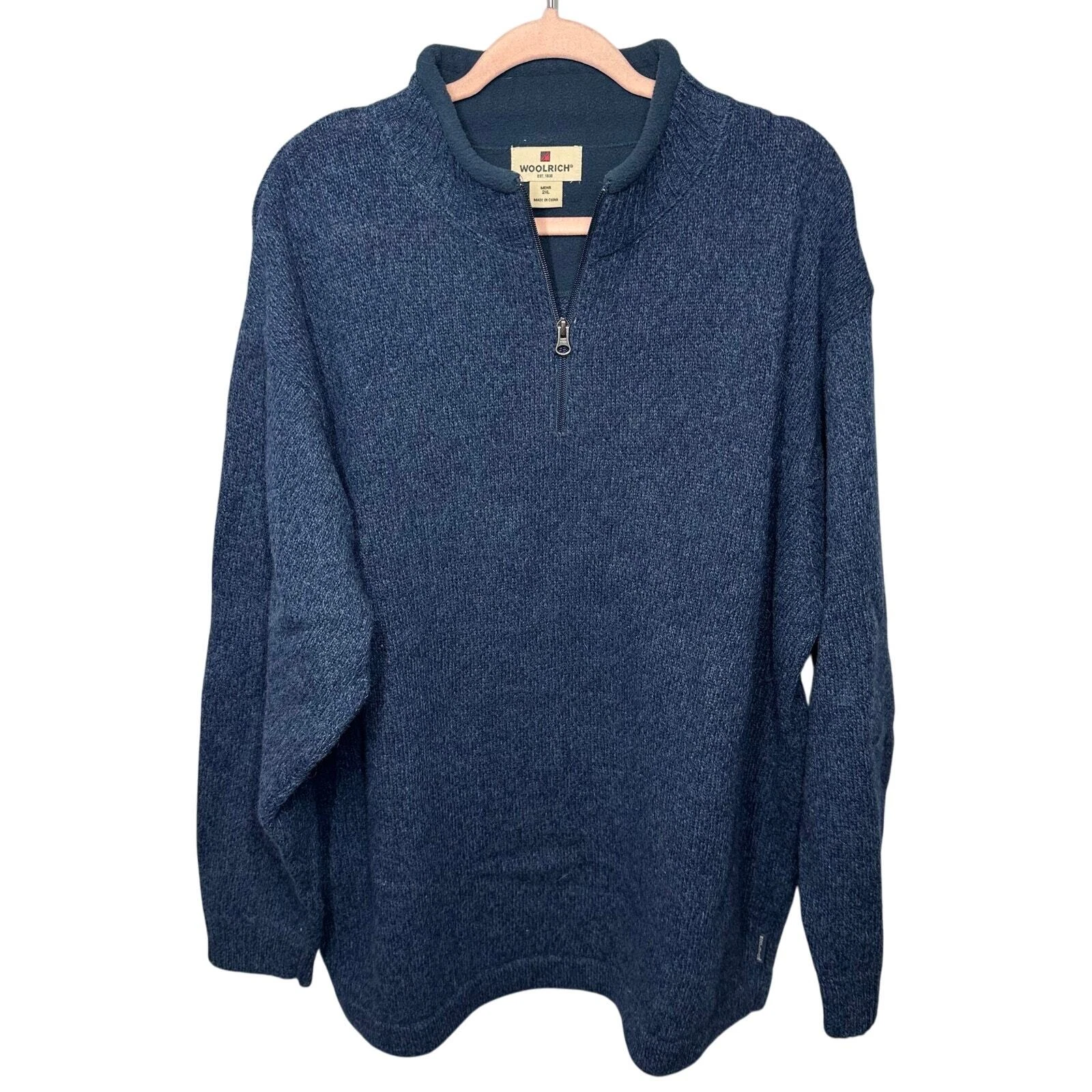 Woolrich 1/4 Zip Sweater In Deep Navy Heather