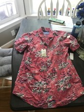 IZOD Saltwater Hawaiian Shirt Mens Medium Pink palm trees island NWT