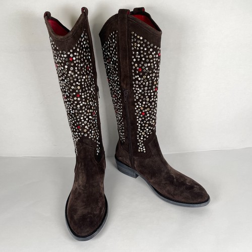 Beverly Feldman Tall Boots Womens Size 7 B Brown All Leather Zip Up Casual Shoes - Picture 2 of 10