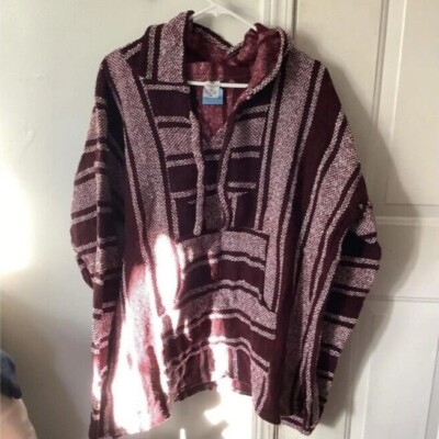 Vtg vintage Red burgundy Made in Mexico Drug rug Baja hoodie Size xl extra eBay