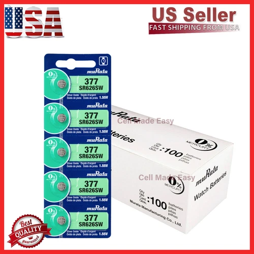 5 NEW MURATA / SONY 377 SR626SW SR626 V377 SilverOxide Watch Battery SR66 TR626W