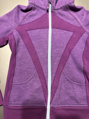EUC Ivivva Zip Up Scuba Hoodie Sweatshirt Girls Size 14 Solid Purple CA 35801 - Picture 3 of 12