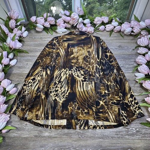Ruby Rd. Woman Jacket Size 22W Plus Leopard Animal Print Shinny, Full Zip - Picture 2 of 16