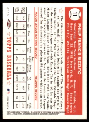 2002 Topps Chrome Reprint Phil Rizzuto New York Yankees #528-7 | eBay