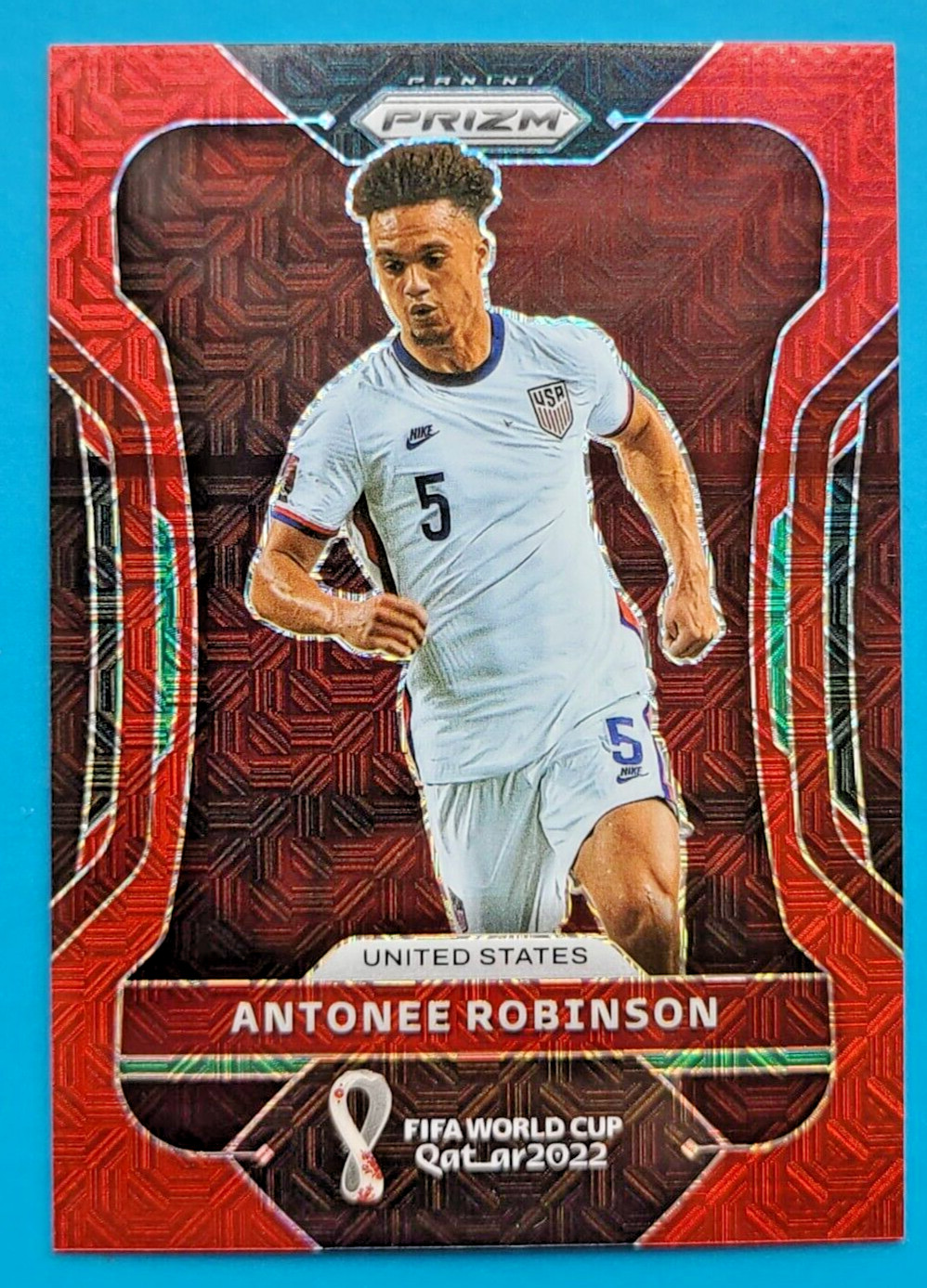 2022 Panini Prizm World Cup Qatar - Red Mojo Prizm #199 Antonee Robinson /99 USA