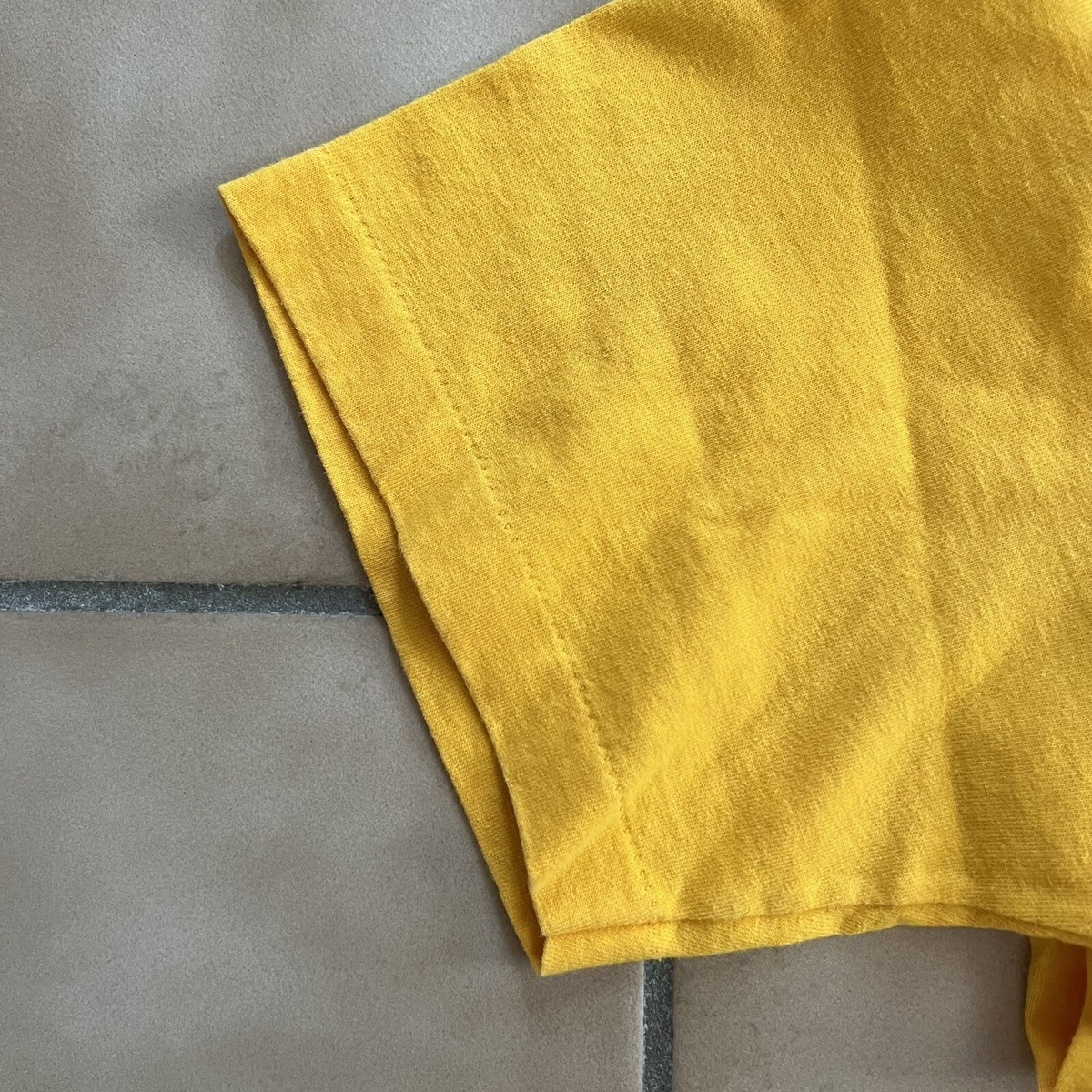 Vintage Stussy 90s Logo Tee Yellow Large Made In USA Single