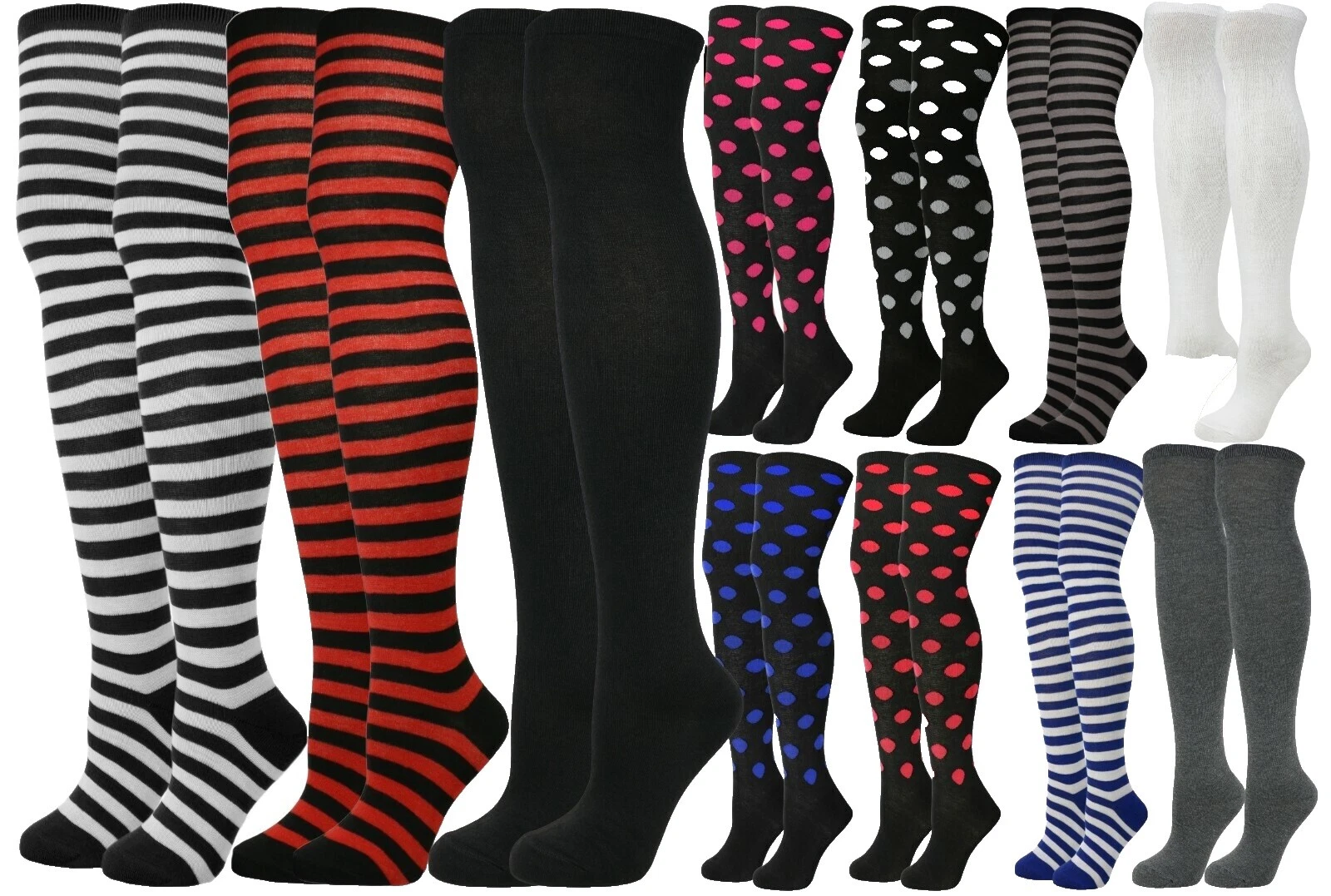 Solid Pattern 100% Cotton Stockings & Thigh-Highs for Women