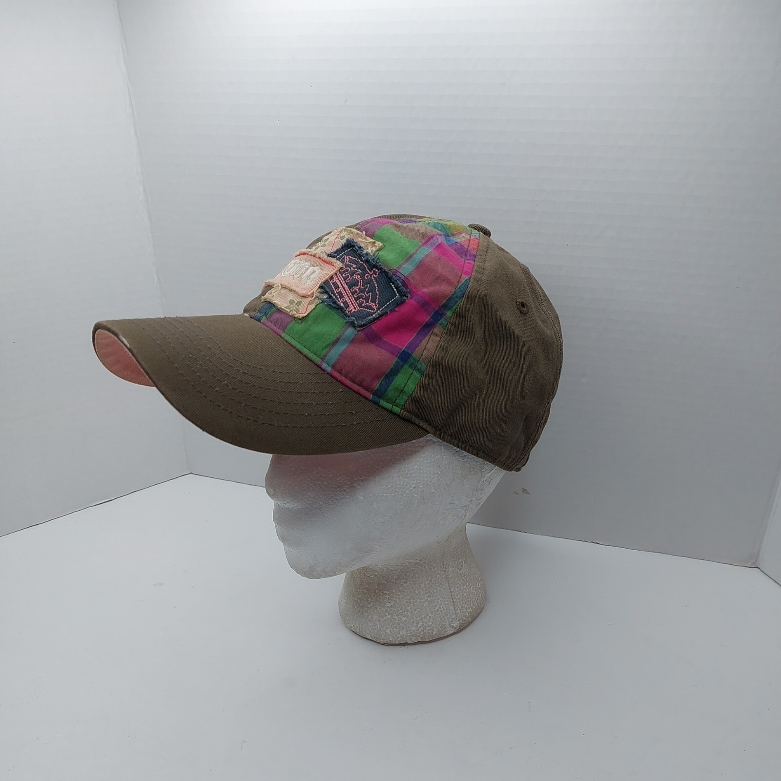 Corona Plaid Patchwork Strap back Hat Cap Mas Fina - image 4